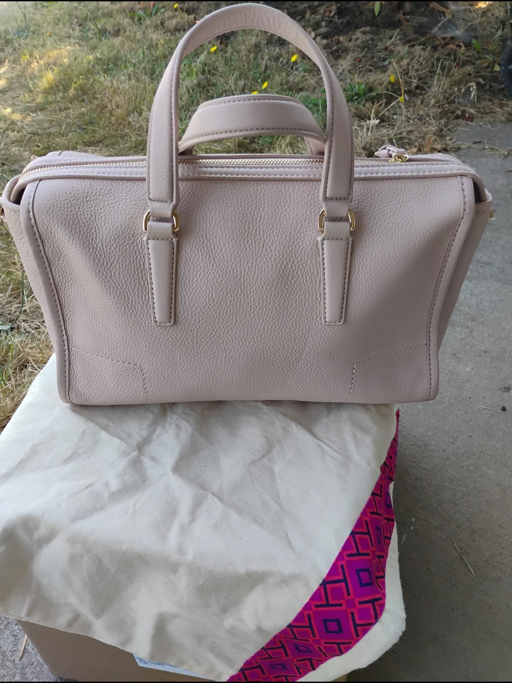 Tory Burch-Britten Pebbled Leather Satchel (Pink Moon 🩷🌙) Dust Bag Included